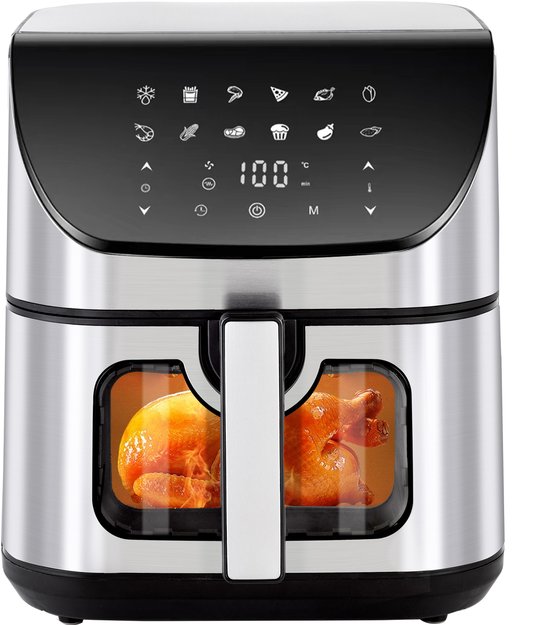 Digitale Airfryer XXL Hetelucht friteuse Sinaopus 8001-8L Grote Capaciteit voor 5 Personen-Snelle Opwarming-12 Voorgeprogrammeerde Functies-eenvoudig te reinigen-LED display