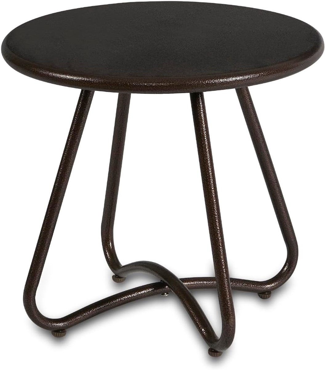 Ibenzoa Duurzame Ronde Tuin- en Interieur Tafel van Kunstleer bruin