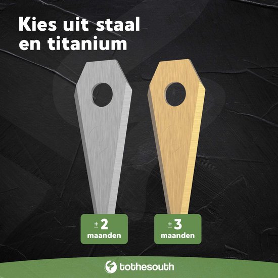 To the South® Robotmaaier Mesjes titanium geschikt voor Bosch Indego S 350 (Connect) - 6 stuks van To the South — afbeelding 3