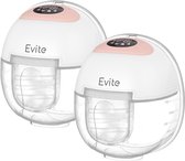 Evite Elektrische Draadloze Borstkolf Nova – Handsfree & Draagbaar – BPA-Vrij – Dubbele Borstkolf - Met E-Book – Wit & Roze