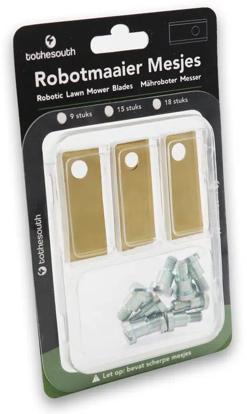 Lames de tondeuse robot universelles To the South® adaptées aux Faucheuses robotiques Belrobotics - Titane - 18 pièces (44 € p/s)