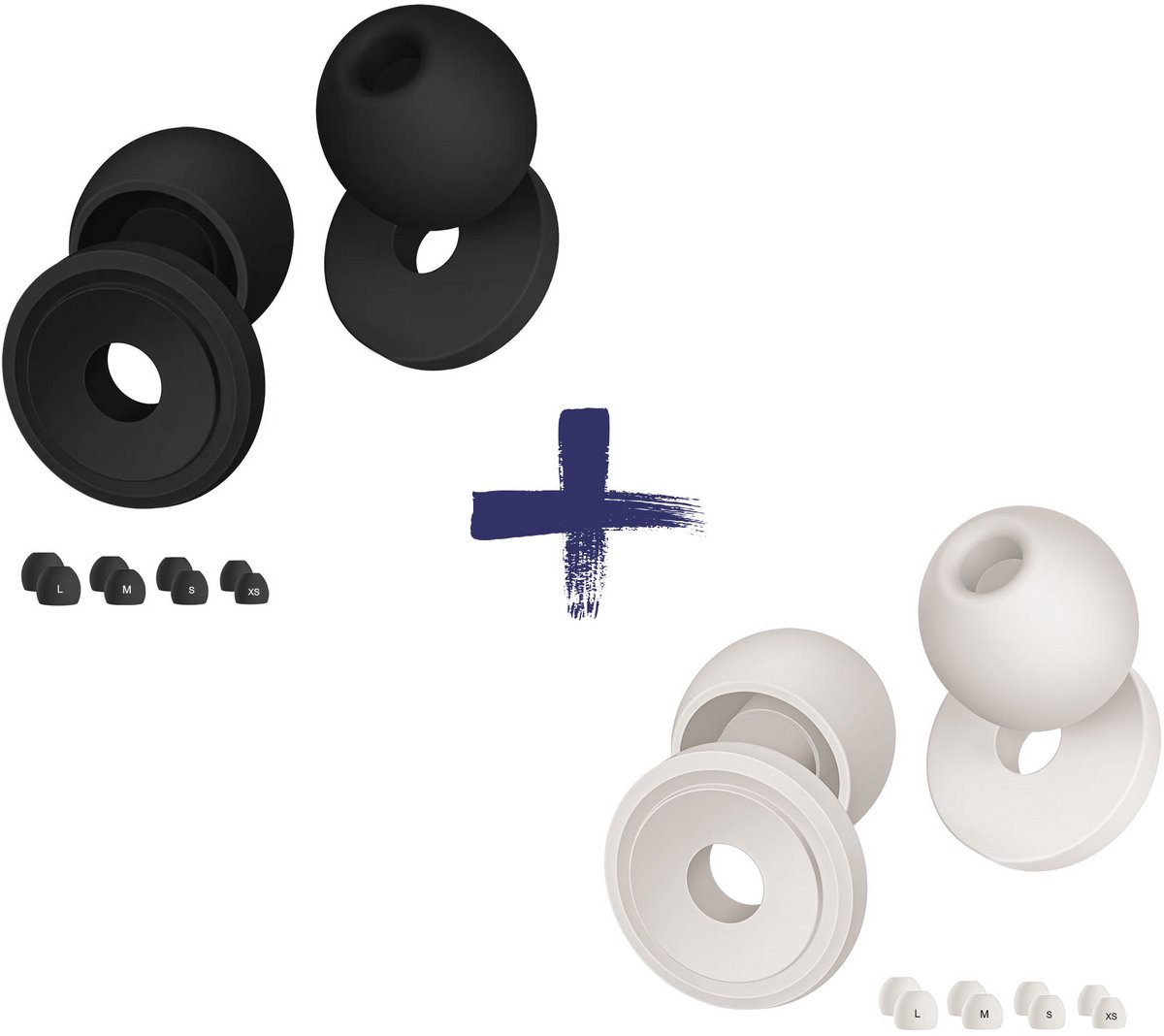 Nova Venture CometPods Duo Set – Loop Earplugs Style – 33dB Noise Reduction Earplugs – The Quiet Experience – Comfortabele Oordoppen voor Slapen & Festivals – Zwart & Wit