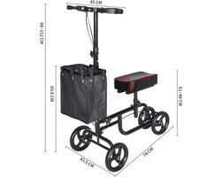 Ergonomische kniestep - alternatief krukken - kniestep met wielen - verstelbare kniestep - revalidatie kniestep - rollator - knee walker