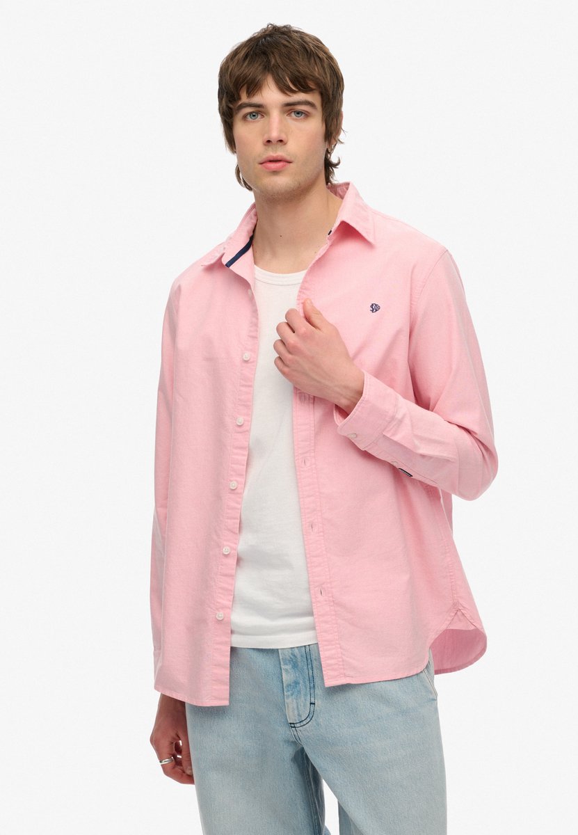 Superdry Klassiek Oxford Overhemd met Lange Mouwen Heren Lange mouwen shirts Roze