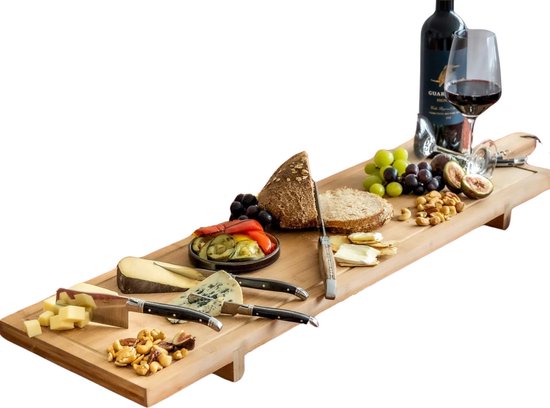 Planche de service bio XXL - Bamboe - 100 x 26 cm - Planche à tapas Extra large - En Bamboe durable - Pour servir vos en-cas et vos plats avec élégance