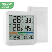 Draadloos Weerstation met Buitensensor – Hygrometer & Thermometer – LCD Scherm – Geheugenfunctie – Comfortindicator – Binnen & Buiten – Klok & Tijdweergave