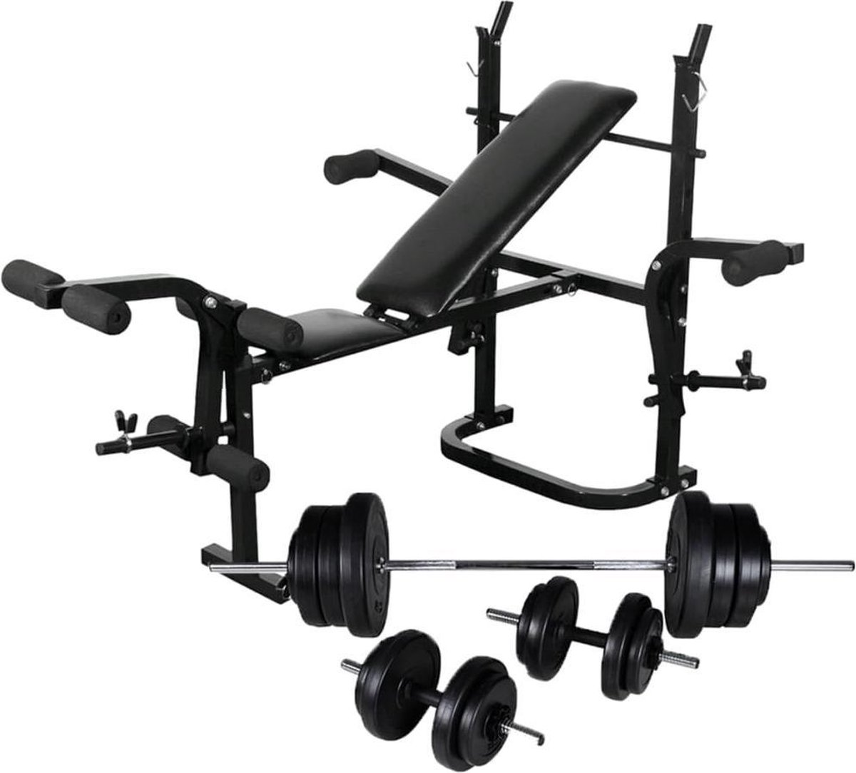 Bol.com vidaXL - Gewichtenbank - met - gewichtenrek - en - halterset - 60,5 - kg aanbieding
