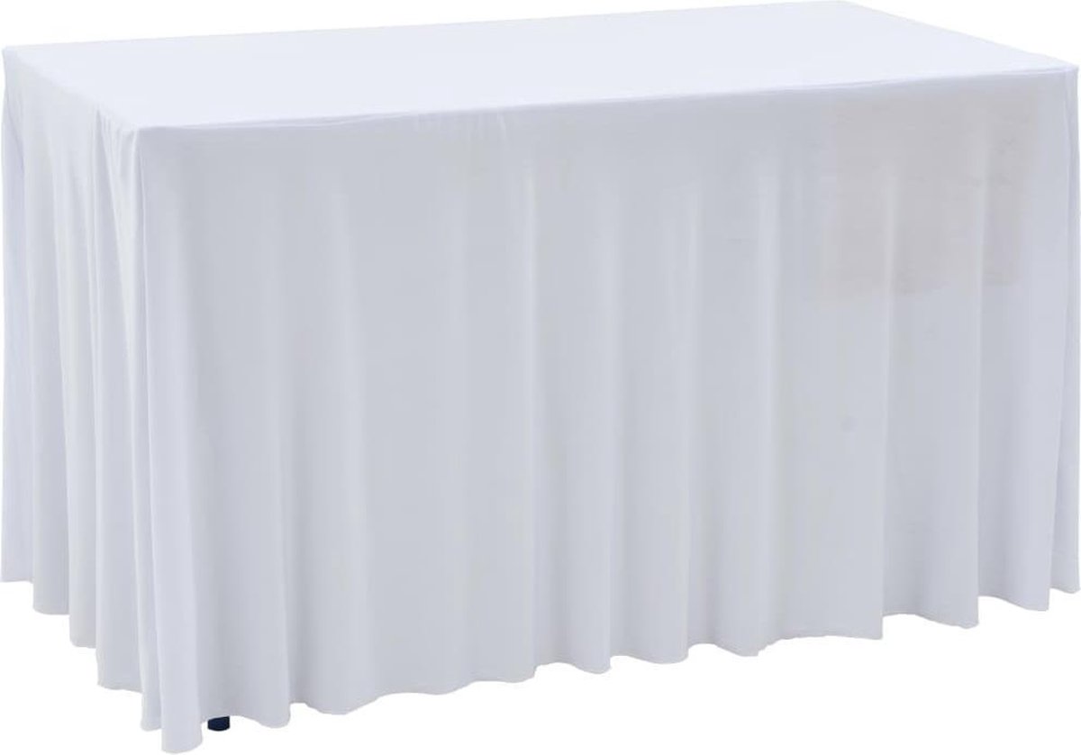 vidaXL 2 - st - Tafelhoezen - stretch - met - rok - 243x76x74 - cm - wit