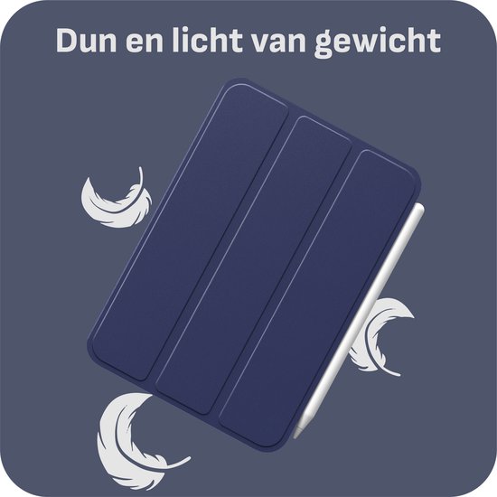 Dunne en lichte blauwe tablethoes voor iPad Mini met pen.