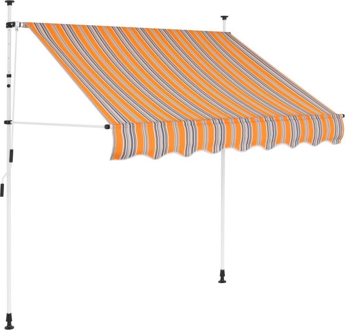 Bol.com vidaXL - Luifel - handmatig - uittrekbaar - 200 - cm - geel - en - blauwe - strepen aanbieding