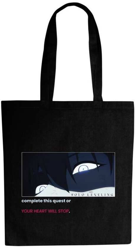 Foto: Solo leveling complete this quest or your heart will stop unisex linnen tas meerkleurig standard