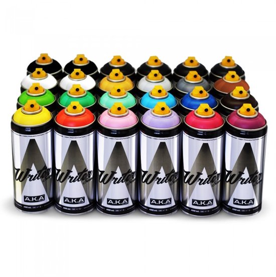 AKA Spuitbussen pakket - 24 kleuren lage druk en matte afwerking graffiti spuitverf - 400ml