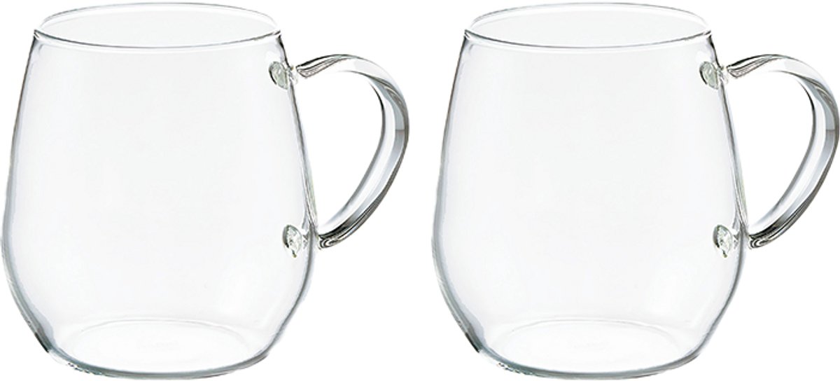 HARIO Heatproof Glass Round Mug - Set van 2 - Hittebestendig Thee- en Koffieglas - RDM-1824