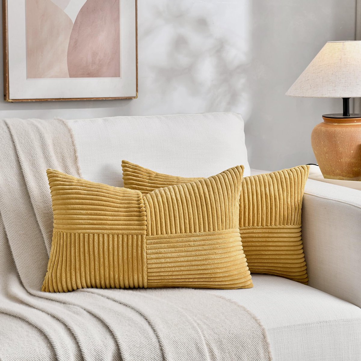 Ibenzoa® Zachte Fluwelen Kussenslopen in Moderne Boho Stijl, Set van 2, 30 x 50 cm, Herfstdecoratie