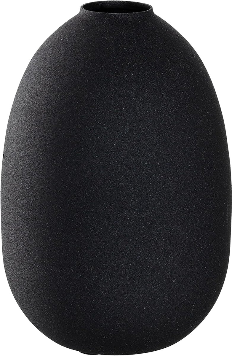 Elegante Zwarte Metalen Vaas 19 cm - Tijdloos Design voor Iedere Kamer