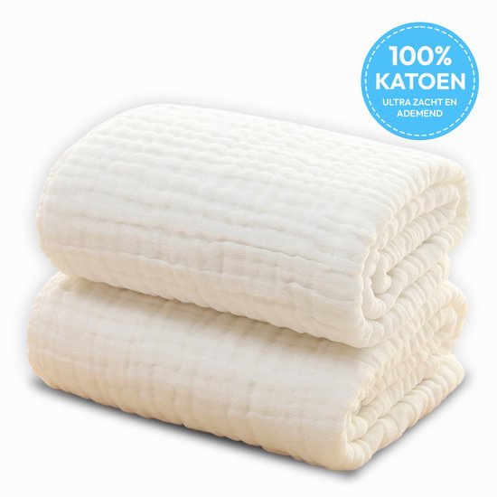 Babytje Hydrofiele deken voor baby- 8 lagen Katoen 100 % wit van Babytje — afbeelding 2