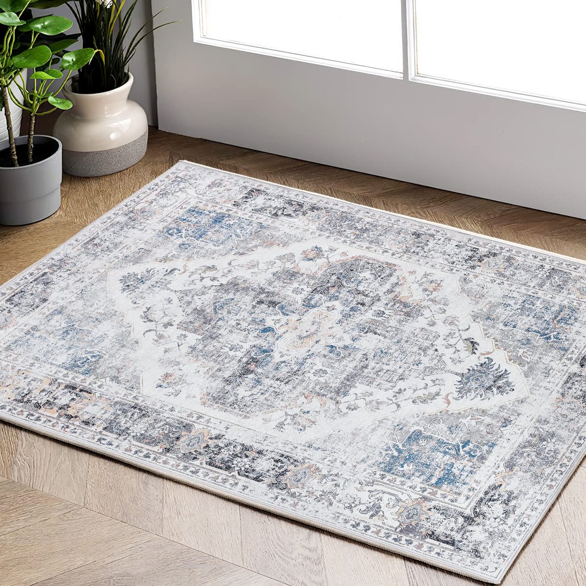 Ibenzoa® Elegante Wasbare Tapijtloper voor Gang, Keuken en Woonkamer met Vintage Bloemenontwerp