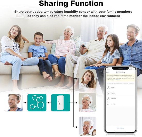 Wifi-temperatuurvochtigheidssensor: draadloze temperatuur- vochtigheidsmonitor met app-melding, gratis export van gegevensopslag, intelligente binnenthermometer-hygrometer (1 stuk Wifi-temperatuurvochtigheidssensor: draadloze temperatuur- vochtigheidsmonitor met app-melding, gratis export van gegevensopslag, intelligente binnenthermometer-hygrometer (1 stuk