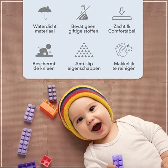 PetitLo® - Foam Puzzelmat (20 Stuks) - 30x30x1,2CM - Schuim Puzzel Tapijttegels - Kruipmat Baby - Speelmat baby - Speeltegels Kind - Speelkleed Kinderen - Speel Kruip Mat Tapijt Tegels - Vloertegels Vloermat Vloerbeschermer - Puzzelmat speelmat-Bruin van Merkloos — afbeelding 3