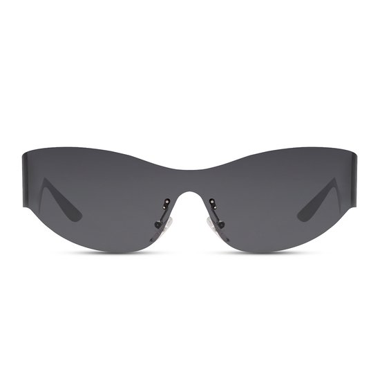 Zonnebril classic - Zonnebrillen - Festival bril - Rave bril - Glasses - Glanzend - Randloos montuur - Zwart - Zwarte glazen van Merkloos — afbeelding 3
