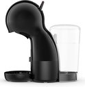 Zijaanzicht van een zwarte Krups Dolce Gusto Piccolo XS koffiemachine met een waterreservoir.