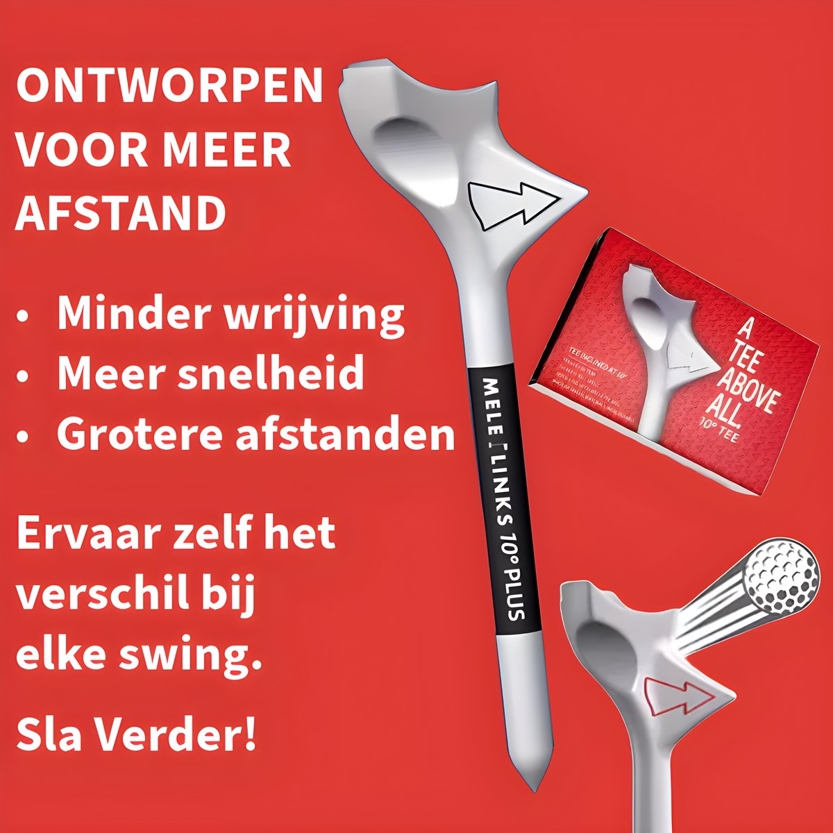 Stripe More Distance golf tees, 10 stuks, afstand en rechte balvlucht