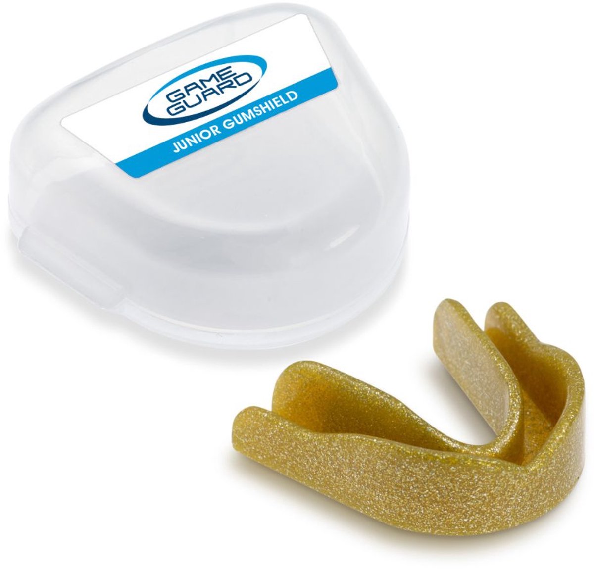 Gameguard Gebitsbeschermer – Gouden Gloed – Bitje Vechtsport - Hockey – Rugby - Jeugd – Makkelijk te vormen - Tandenknarsen - Bitje Vechtsport - Gebitsbeschermer - Mouthgard - Knarsbitje - Gebitsbeschermer Vechtsport