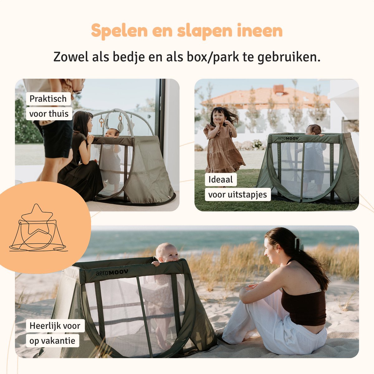 AeroMoov Campingbedje / Reisbedje met matras - Opgezet in 2s thumbnail 6