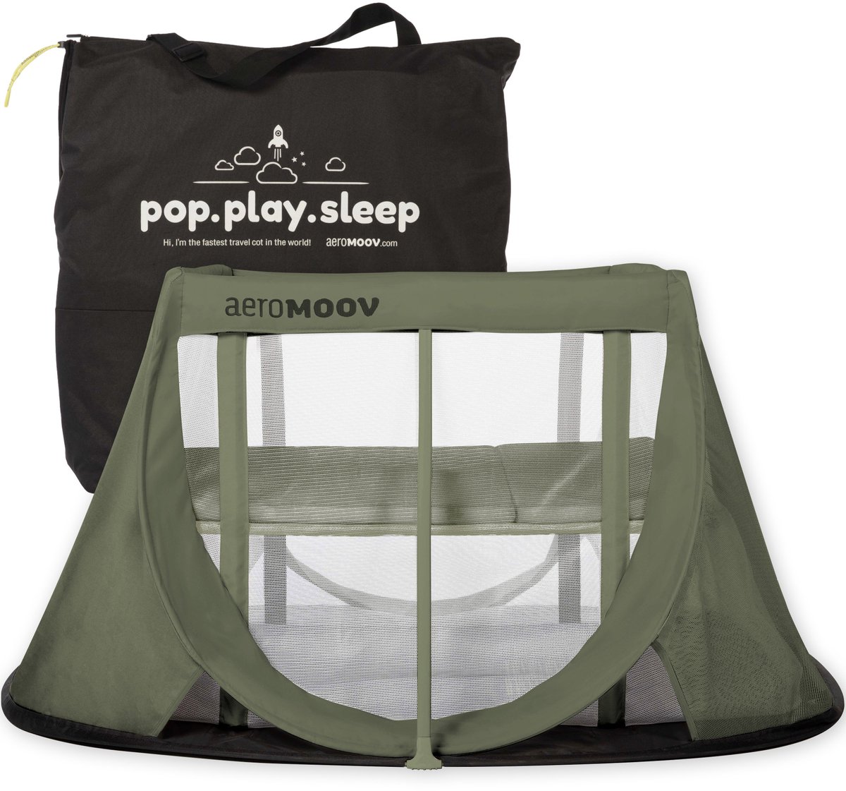 AeroMoov Campingbedje / Reisbedje met matras - Opgezet in 2s