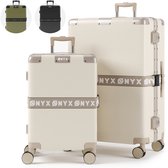 ONYX 2-delige Kofferset - Handbagage en Check-in koffer - 33L/100 L - TSA slot - Spinner wielen - Lichtgewicht Trolley - Aluminium sluiting - Beige