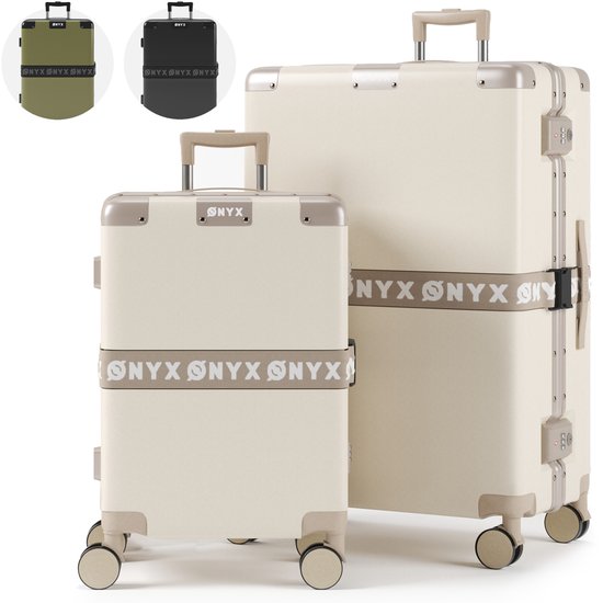ONYX 2-delige Kofferset – Handbagage en Check-in – 33L/100 L – Beige