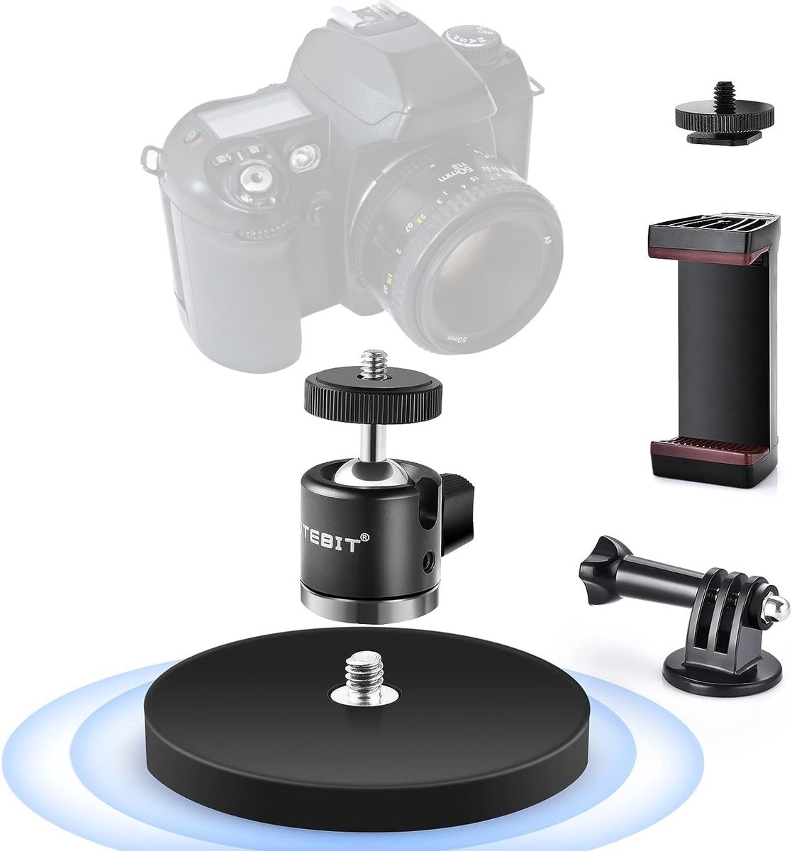 Magnetische Camera Houder met 360° Draaibare Kogelkop - Stabiele Aluminium Statiefhouder
