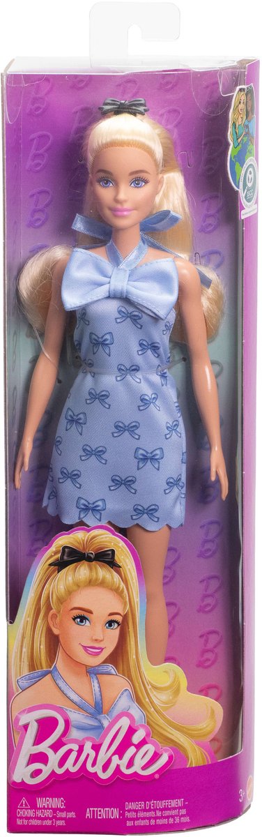 Barbie Pop - Pop met Blond Haar en Blauw Halterjurkje met strik - Modepop — afbeelding 3