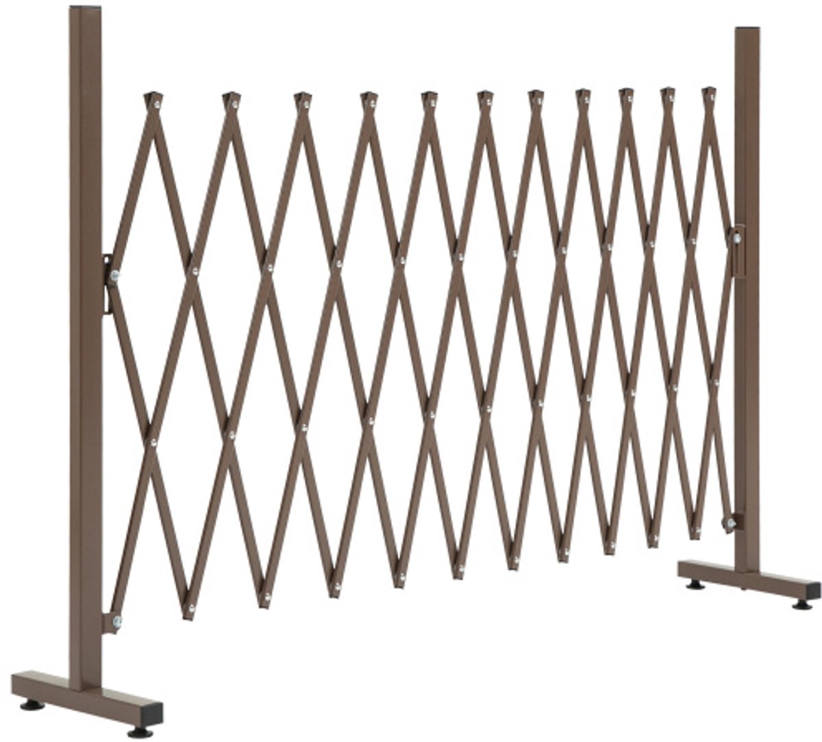 Schaarhek Barrièrehek uitschuifbaar 35-300 cm, ideaal voor tuin, aluminium, bruin, H103,5 cm