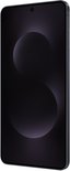 Zijkant van een zwarte Samsung telefoon met een S-vormige wallpaper.