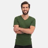 Bamboo Basics - Lot de 2 T-shirts en bambou pour homme avec col en V Velo - Extra Long - Armée - S