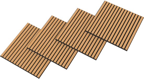 Panneau mural acoustique Vang 4 pièces 1, 44 m² couleur chêne foncé 60x60 cm NEU.HOLZ