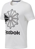 Reebok Classics Big Logo Graphic Tee Dames Sportshirt - White/Black - Maat XS