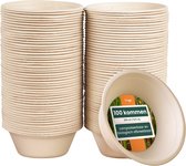 100 bols en bagasse de canne à sucre (350 ml) - Bols à soupe, plats - Respectueux de l'environnement, biodégradable et compostable
