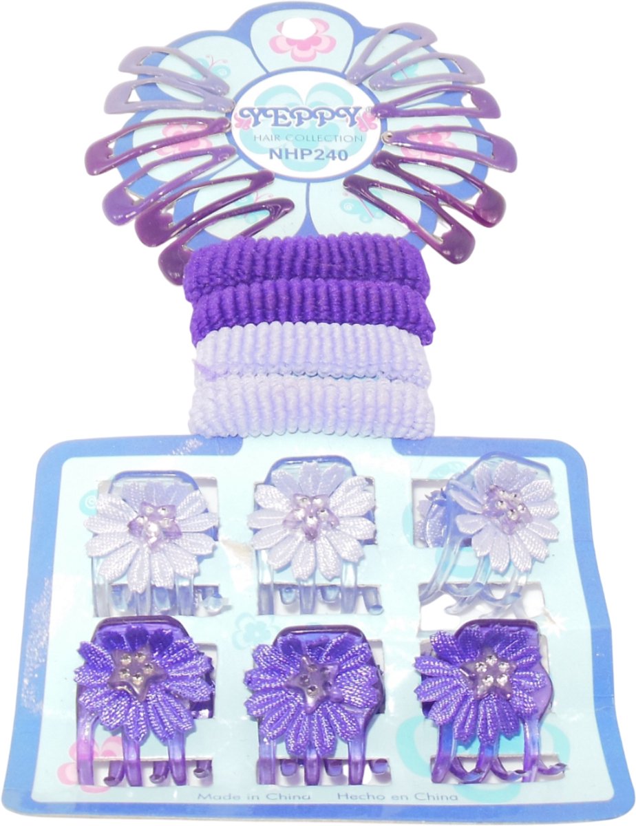 Kinder haaraccessoires 22-delig geschenkset paars tinten