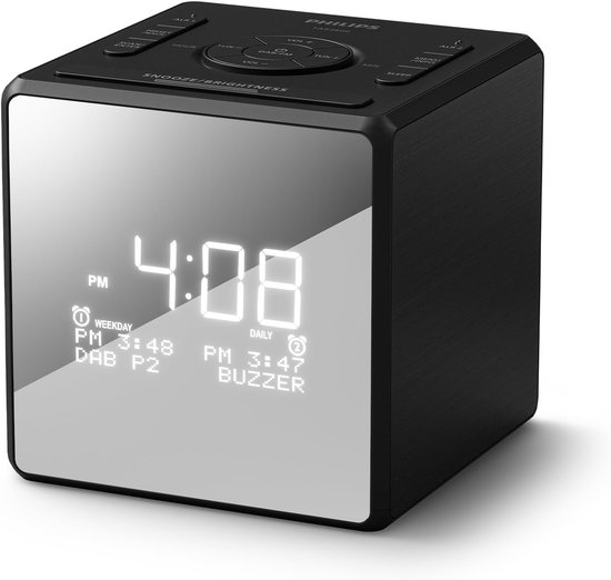 PHILIPS TAR4600 DAB/FM-wekkerradio met dubbel alarm en USB-C-oplaadpoort