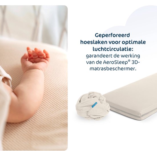 AeroSleep® hoeslaken - voor babybed, ledikant & wieg - 120 x 60 cm - Almond
