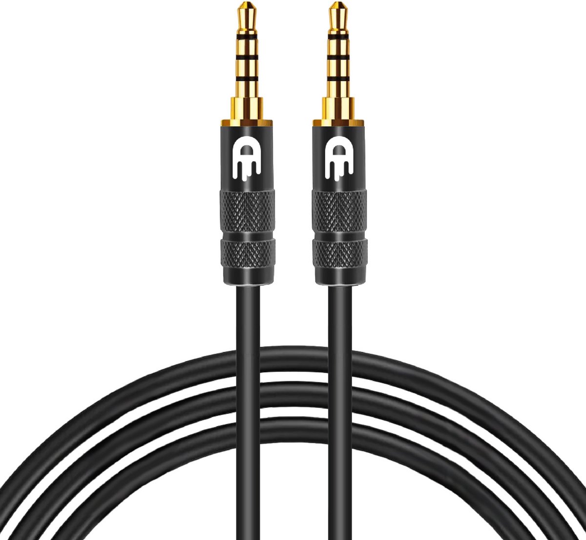 Drivv. AUX Kabel 3.5 mm - Jack naar Jack - 4 Polige Audio Kabel - Gold Plated - Male to Male - PVC - Zwart - 3 meter