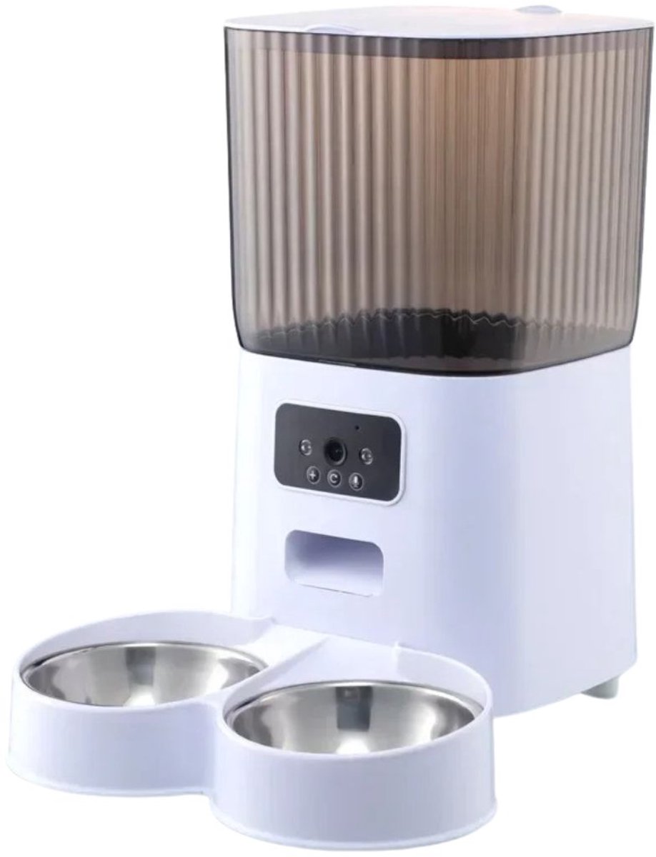 Automatische Voerbak – Voerbak - Dierenvoerbak - Hondenvoerdispenser - Kattenvoerdispenser – Met Camera – Met App – Dubbele Kom – Voor Katten en Kleine Honden – Slimme Voermachine – Droogvoer – WiFi – Oplaadbaar & Batterij – Live Video & Nachtzicht - Automatische - €164,95