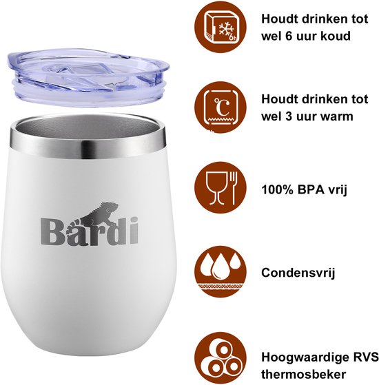 Luxe volledige set met 3 Bardi RVS dubbelwandige thermosbekers - koffiebekers - Bardi Deluxe IJsblokjesmachine 2L - IJsblokmaker Inclusief Luxe Thermosbeker en IJsschep - 9 Blokjes in 8 Minuten - WIT van Bardi — afbeelding 2