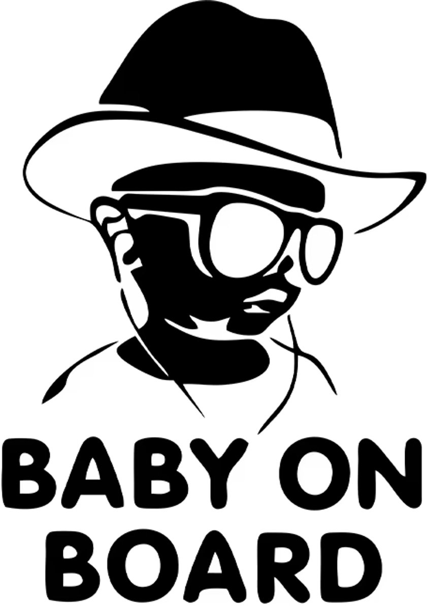 Actie4you® - Autosticker - Baby in Car – Baby on board – Baby sticker – 12CM x17CM - Reflecterend – 1 Stuk – Hoed – Zwart