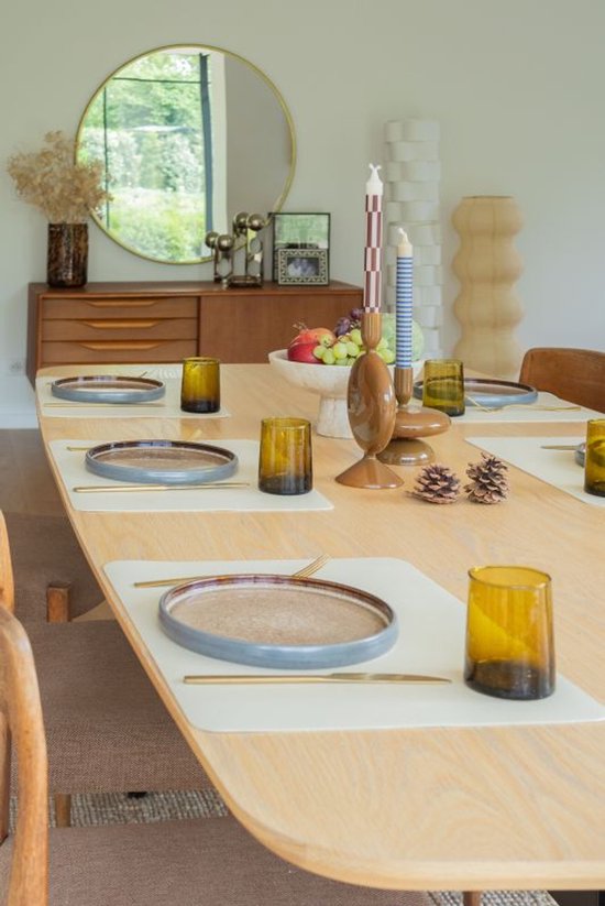 ZICZAC - Set de table TOGO - Lot de 6 - Double face - Simili cuir - 33x45 cm, ivoire