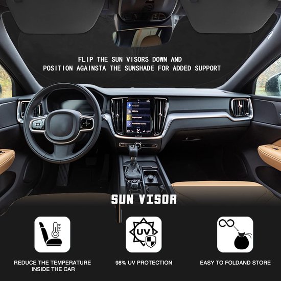 Zonnescherm Auto-Voorruit zonnescherm - Voorruit hoes-150x70CM-SUV, pick-up of vrachtwagen, zonnescherm voor de ramen van een sedan van Merkloos — afbeelding 5