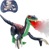Silvergear RC Dino - Rook, Licht & Geluid - Afstandbestuurbaar Interactief Dinosaurus Speelgoed - Bestuurbare Auto - Jurassic Dieren - Dino Spel - Dinosaurussen Speelfiguren - Therizinosaurus - Cadeau voor Jongens en Meisjes - Groen