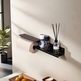 Bol.com Stalux Keukenrolhouder 'Skye' 57cm - kleur zwart - gepoedercoat staal - 100% recyclebaar - uniek design - gemaakt in Ned... aanbieding